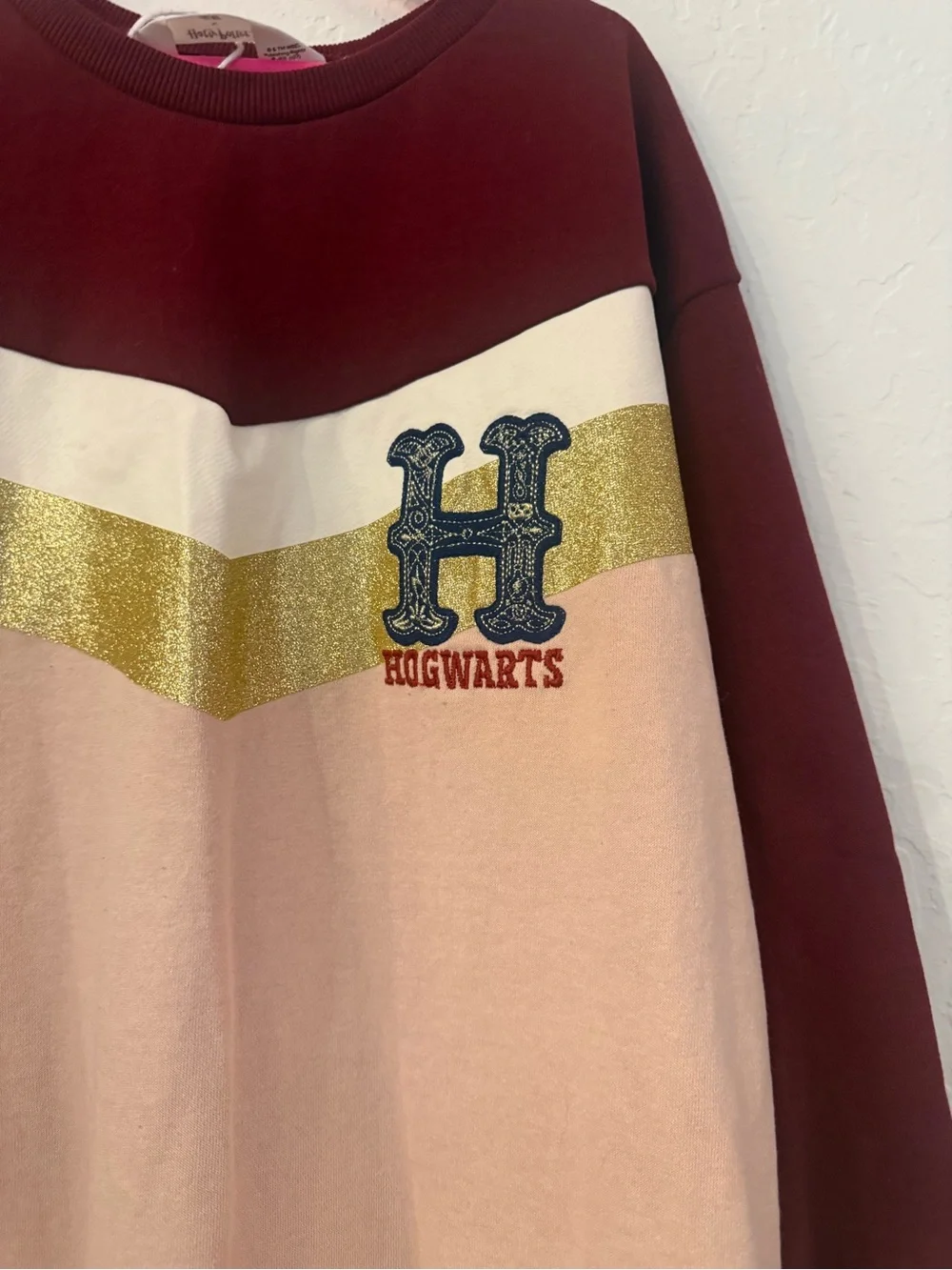 H&M Girls Hogwarts Colorblock Pullover Dress - Maroon, Pink, Gold, White